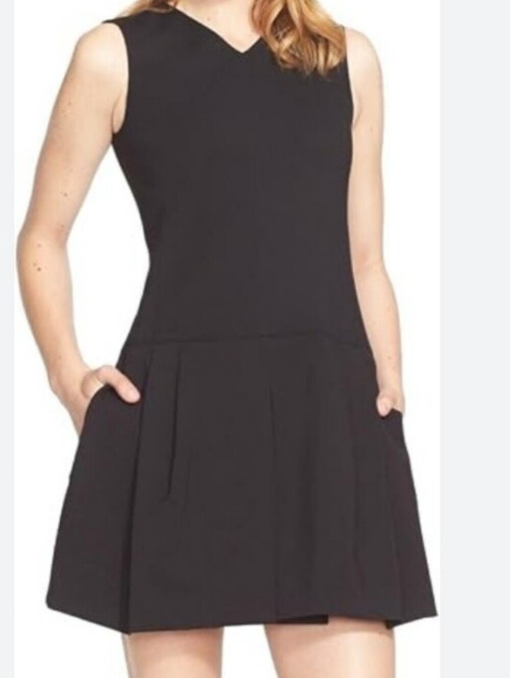 VINCE. BLACK SCULPTURED BOX PLEATED MINI DRESS, US 4, NWOT